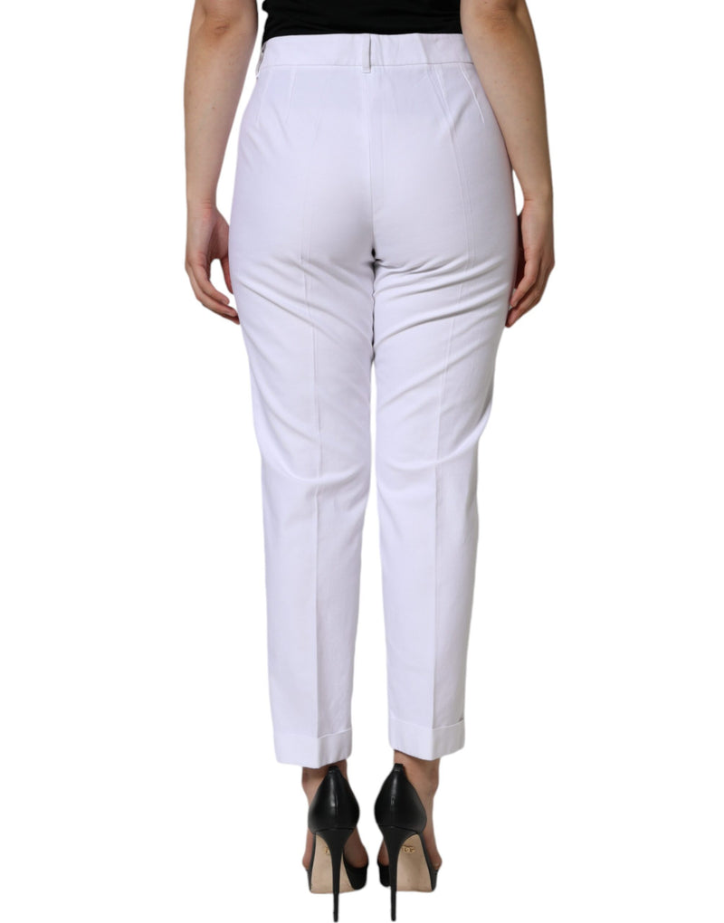 White Cotton Stretch Tapered Pants Dolce & Gabbana