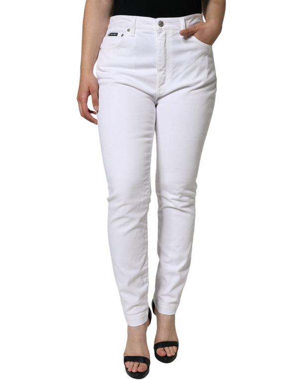 White Cotton Stretch AUDREY Skinny Jeans Dolce & Gabbana