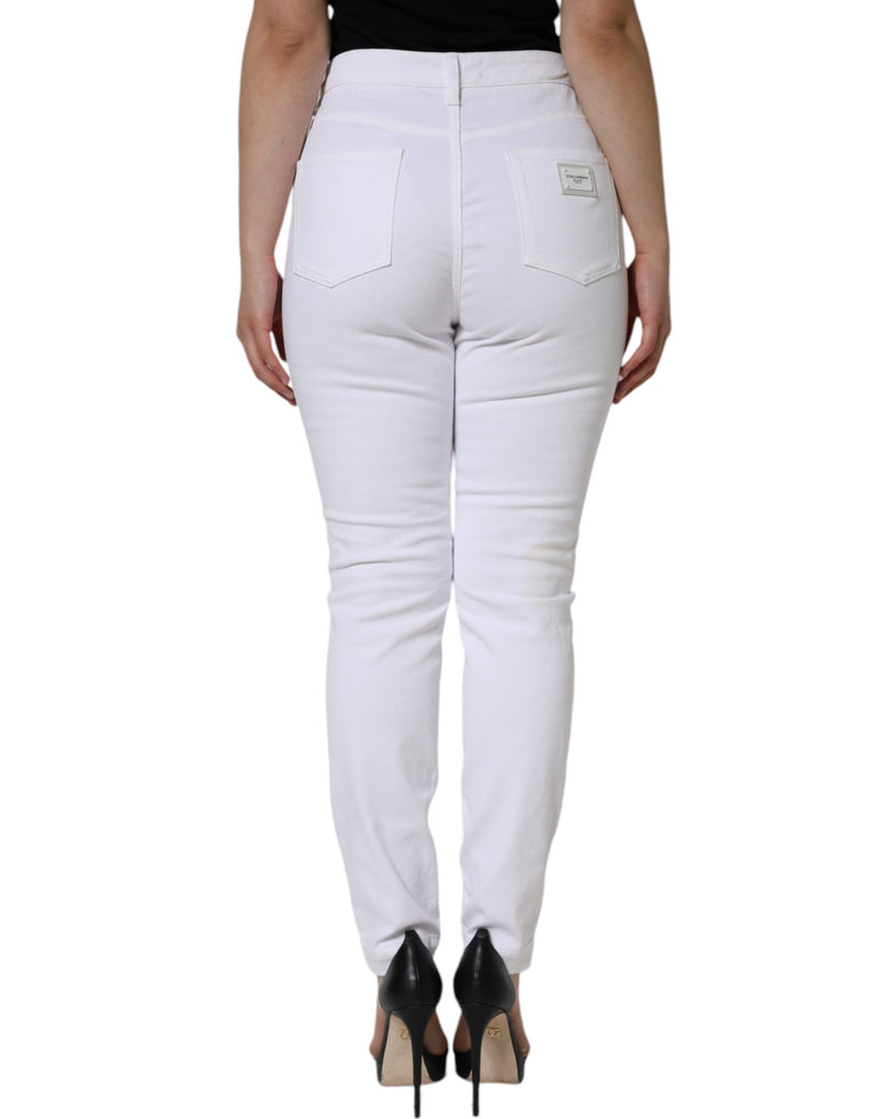 White Cotton Stretch AUDREY Skinny Jeans Dolce & Gabbana