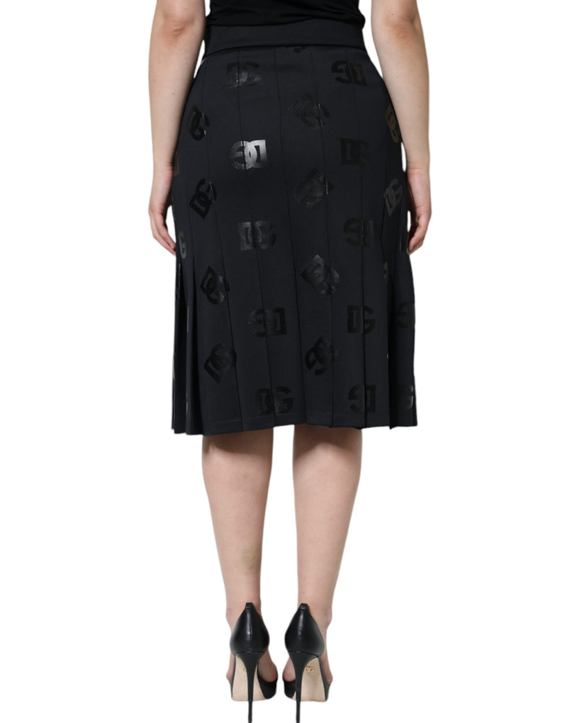 Black DG Monogram Pleated Midi Skirt Dolce & Gabbana