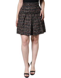 Multicolor High Waist Tartan Tweed A-line Mini Skirt Dolce & Gabbana