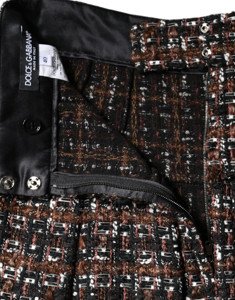 Multicolor High Waist Tartan Tweed A-line Mini Skirt Dolce & Gabbana