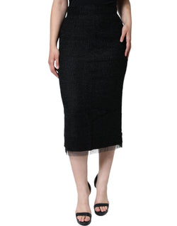 Black Virgin Wool Pencil Cut Midi Skirt Dolce & Gabbana