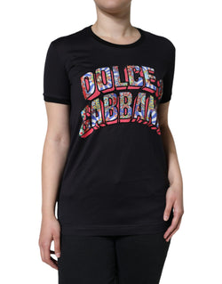 Black Cotton Logo Print Round Neck T-shirt Dolce & Gabbana