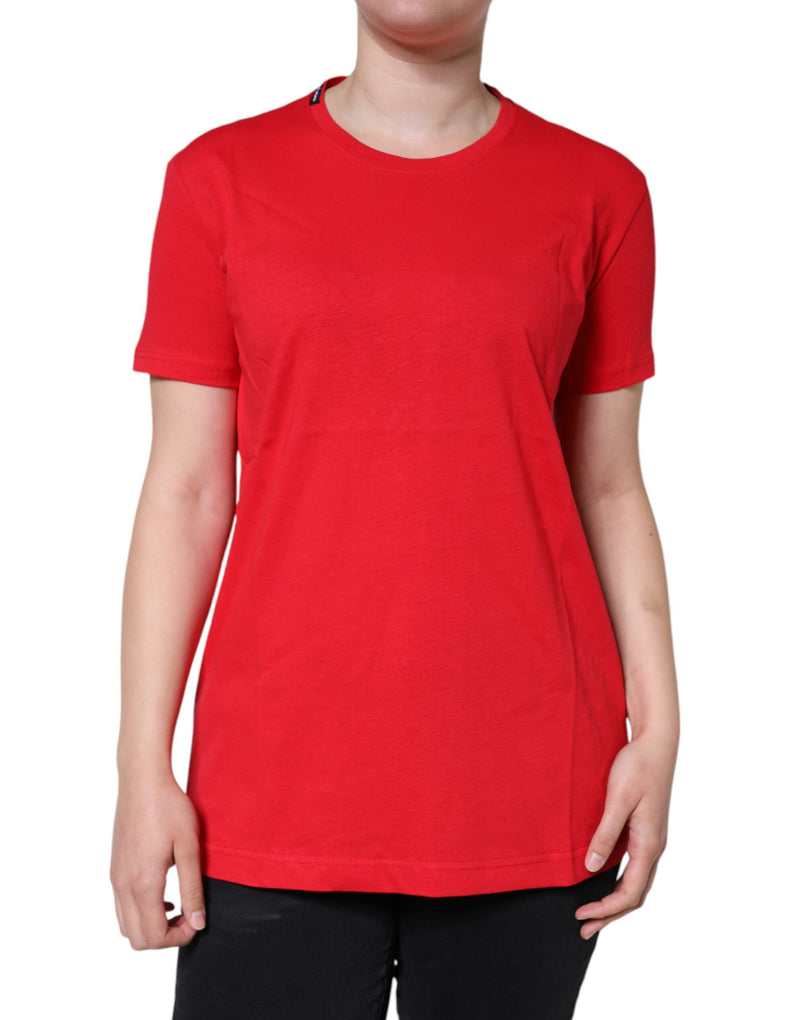 Red Cotton Crew Neck Short Sleeve Tee T-shirt Dolce & Gabbana