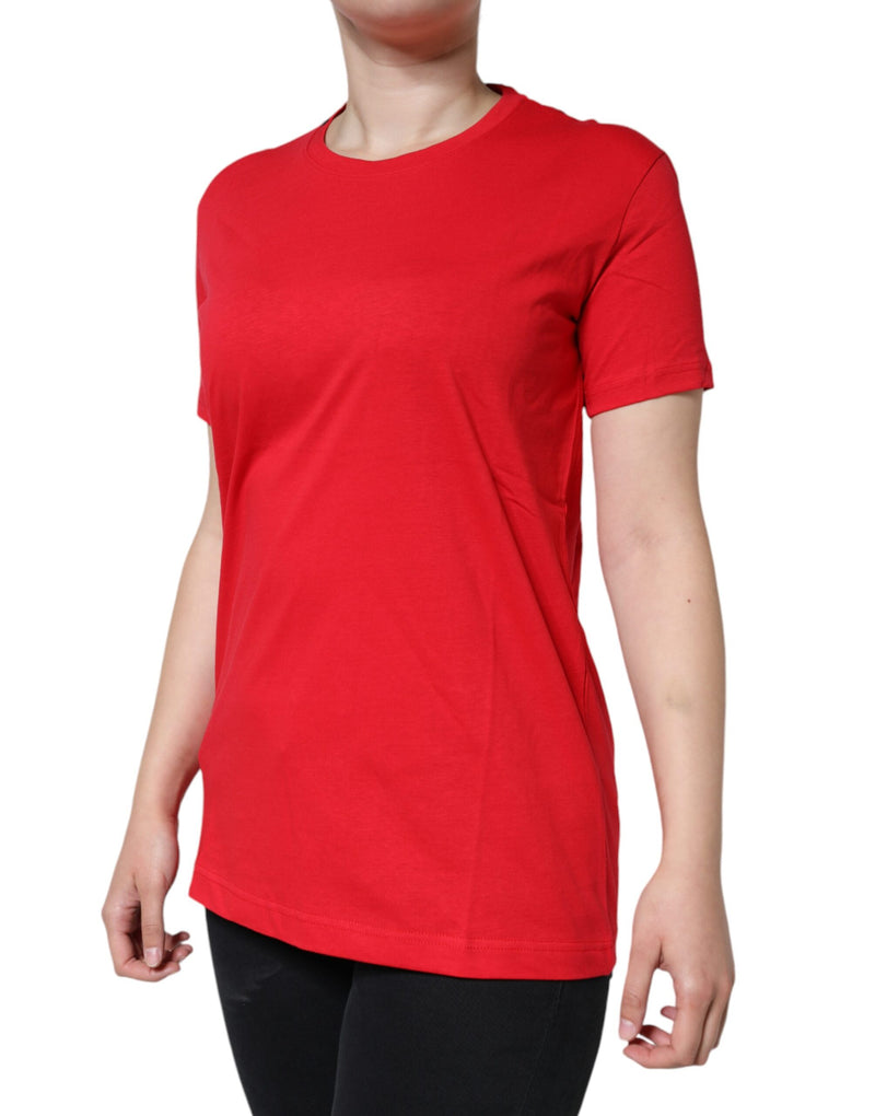 Red Cotton Crew Neck Short Sleeve Tee T-shirt Dolce & Gabbana