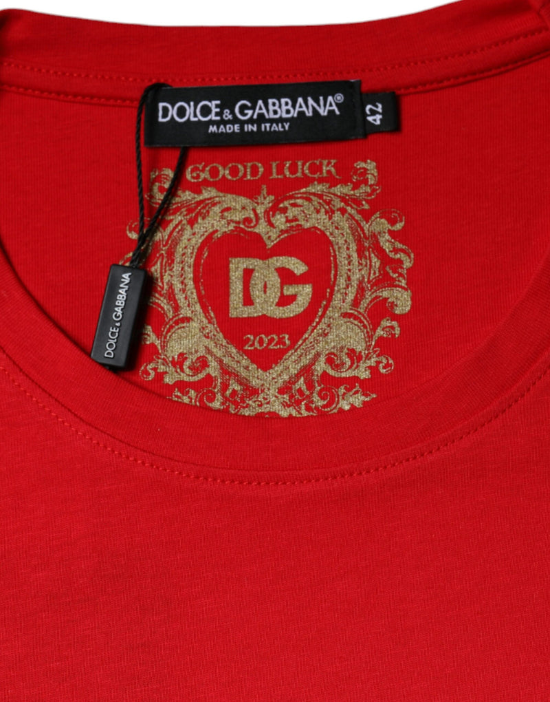 Red Cotton Crew Neck Short Sleeve Tee T-shirt Dolce & Gabbana