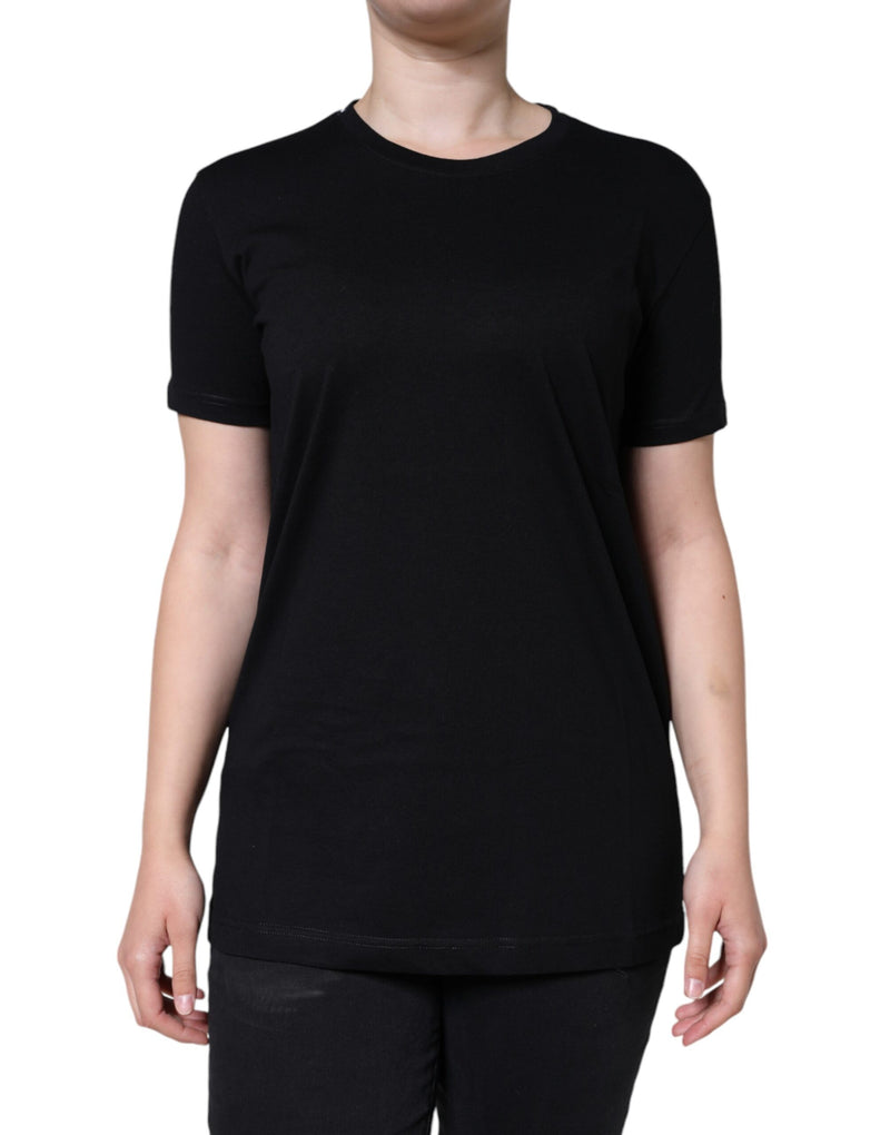 Black Cotton Crew Neck Short Sleeve T-shirt Dolce & Gabbana