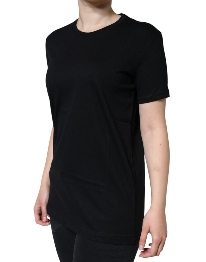 Black Cotton Crew Neck Short Sleeve T-shirt Dolce & Gabbana