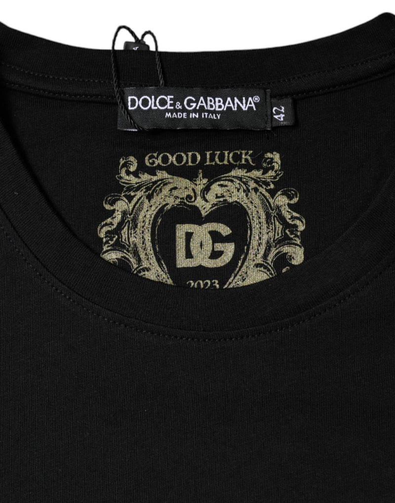 Black Cotton Crew Neck Short Sleeve T-shirt Dolce & Gabbana