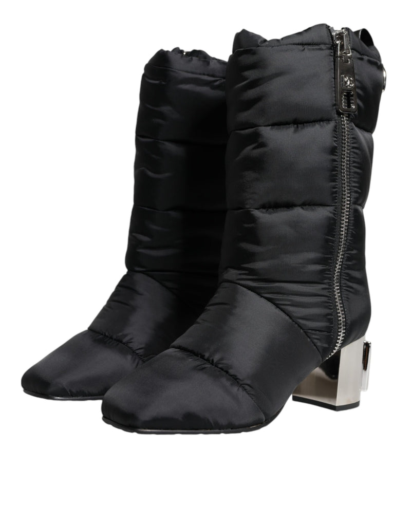 Black Padded DG Logo Heels Boots Shoes Dolce & Gabbana