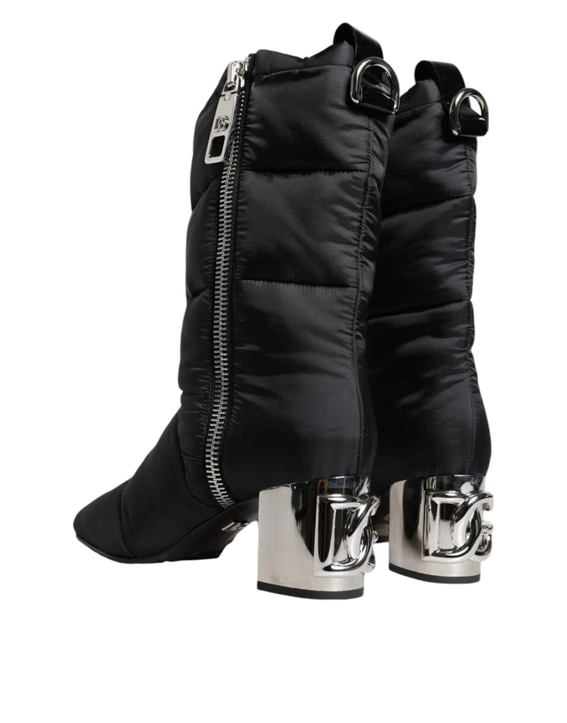 Black Padded DG Logo Heels Boots Shoes Dolce & Gabbana