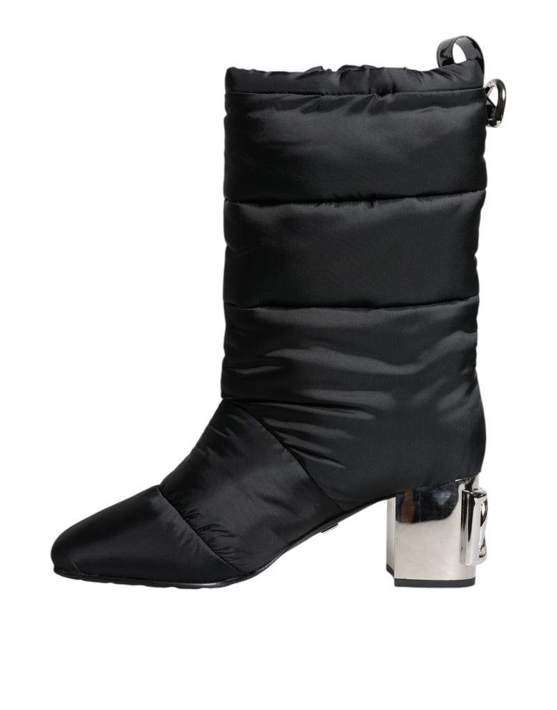 Black Padded DG Logo Heels Boots Shoes Dolce & Gabbana