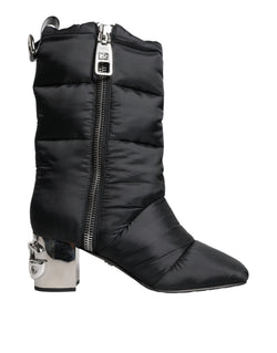 Black Padded DG Logo Heels Boots Shoes Dolce & Gabbana