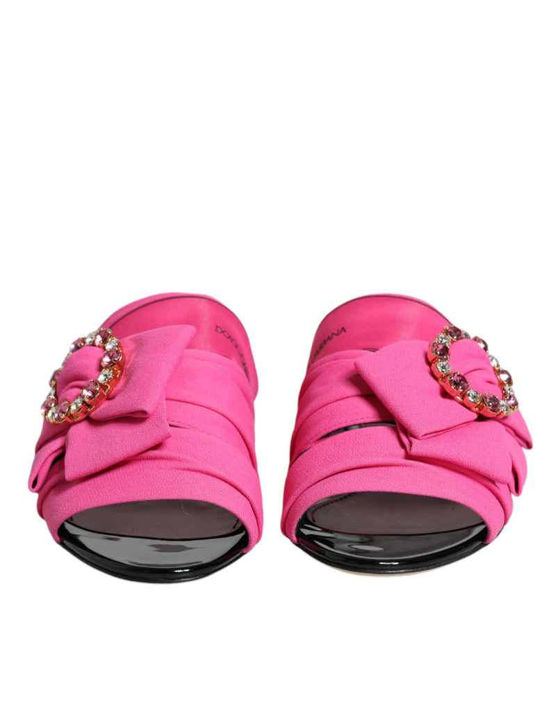 Pink Black Crystal Slides Sandals Shoes Dolce & Gabbana