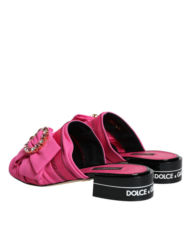 Pink Black Crystal Slides Sandals Shoes Dolce & Gabbana