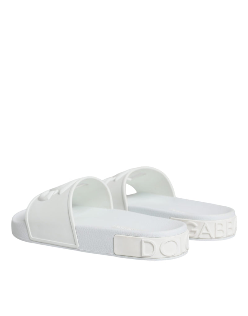 White Rubber Slides Sandals Beachwear Shoes Dolce & Gabbana