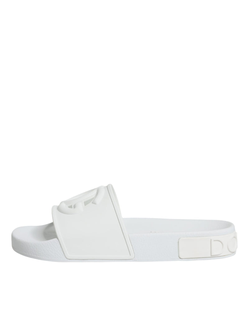 White Rubber Slides Sandals Beachwear Shoes Dolce & Gabbana