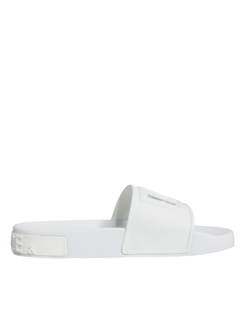 White Rubber Slides Sandals Beachwear Shoes Dolce & Gabbana