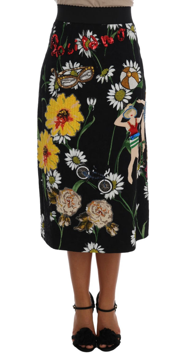 Embellished A-Line Mid-Calf Skirt Dolce & Gabbana