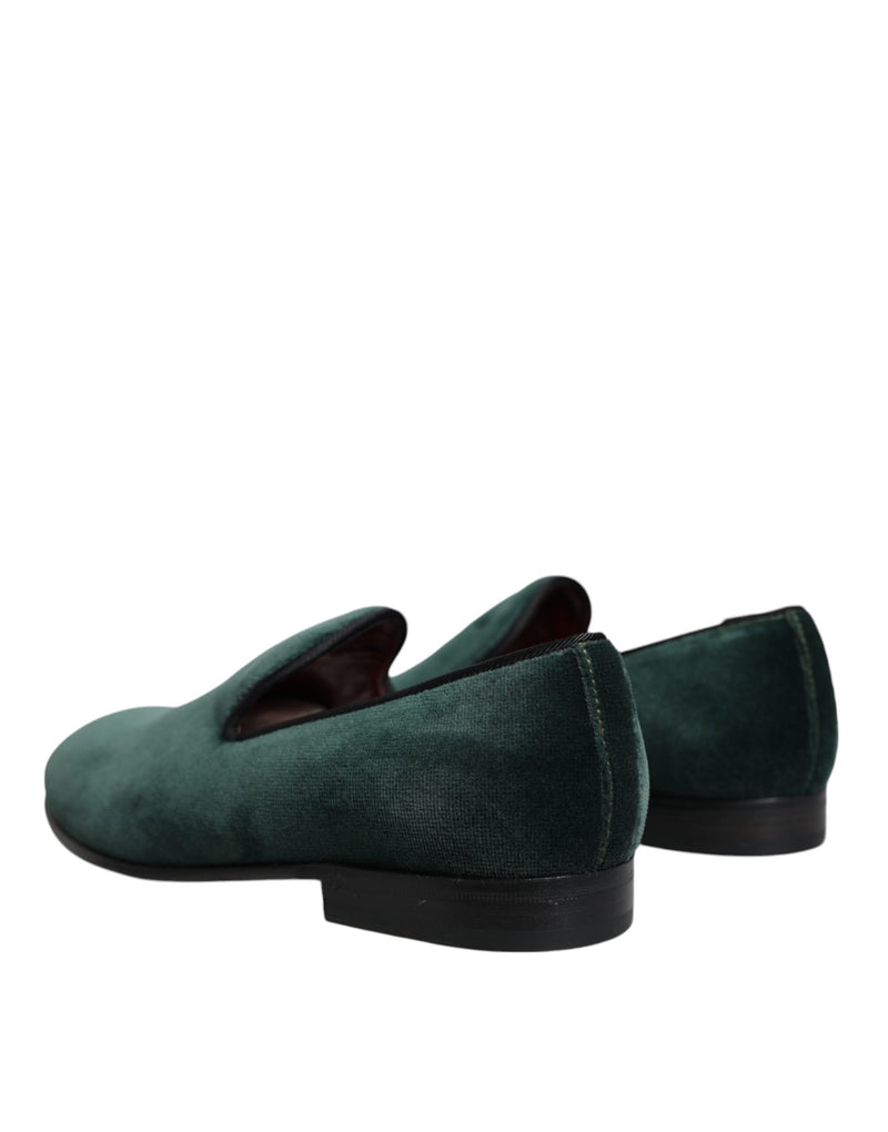 Green Velvet Slip On Loafers Flats Shoes Dolce & Gabbana