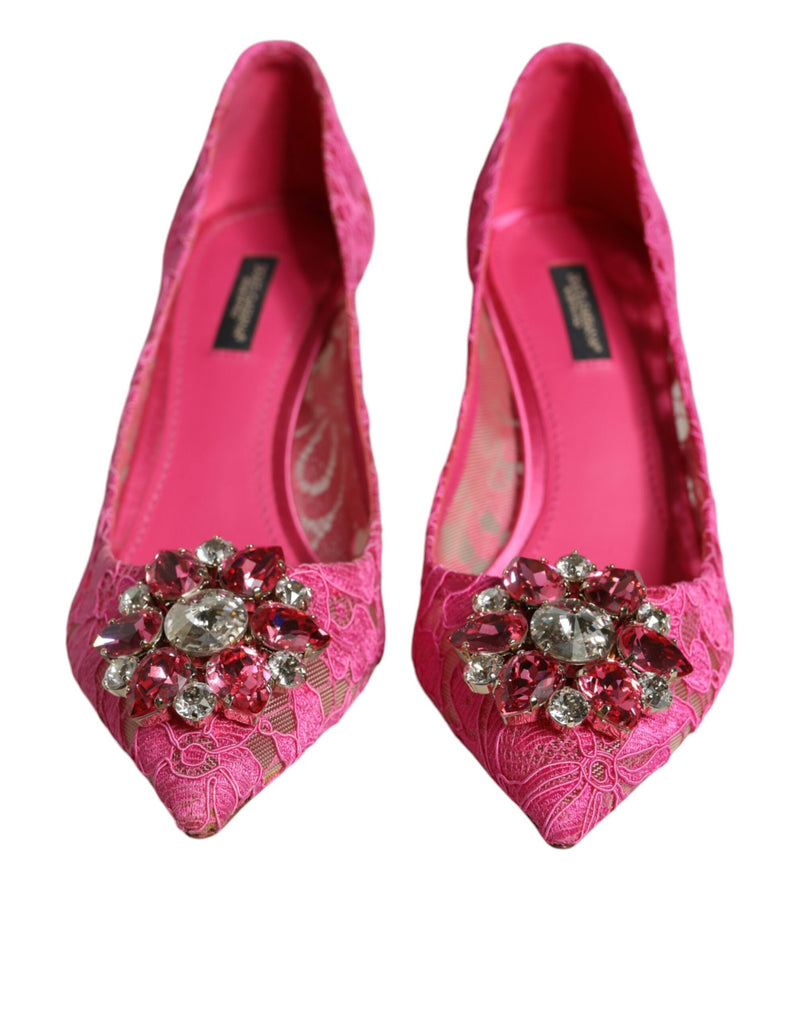 Pink Taormina Lace Crystal Heels Pumps Shoes Dolce & Gabbana