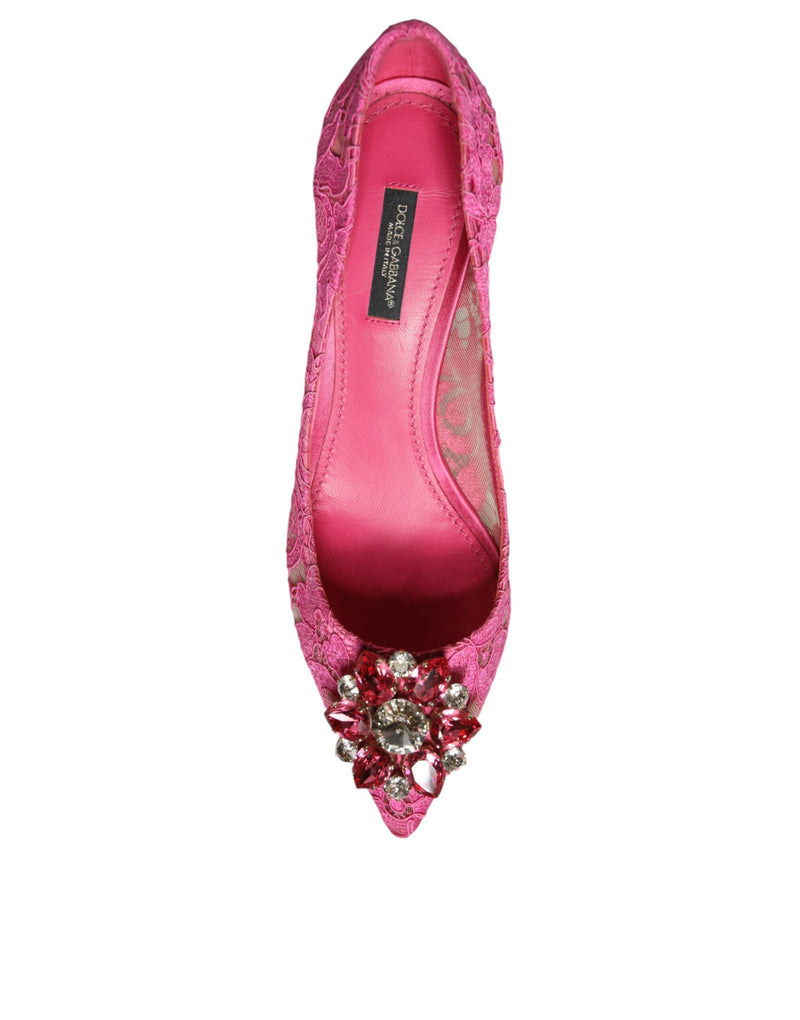 Pink Taormina Lace Crystal Heels Pumps Shoes Dolce & Gabbana