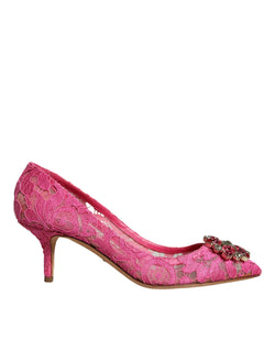 Pink Taormina Lace Crystal Heels Pumps Shoes Dolce & Gabbana