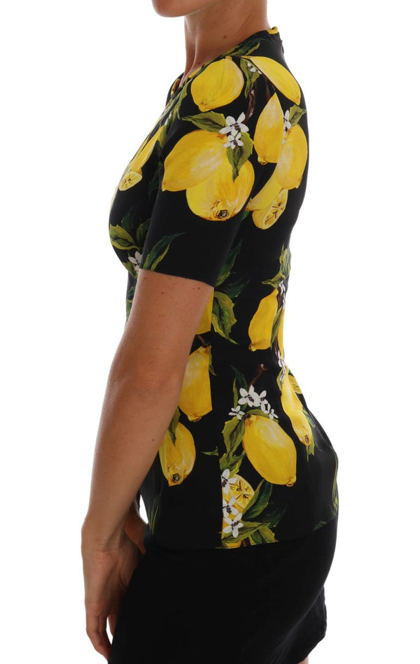 Sicilian Lemon Print Silk Blouse Dolce & Gabbana