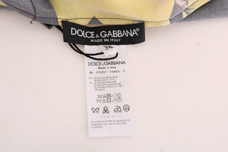 Sicilian Lemon Print Silk Blouse Dolce & Gabbana