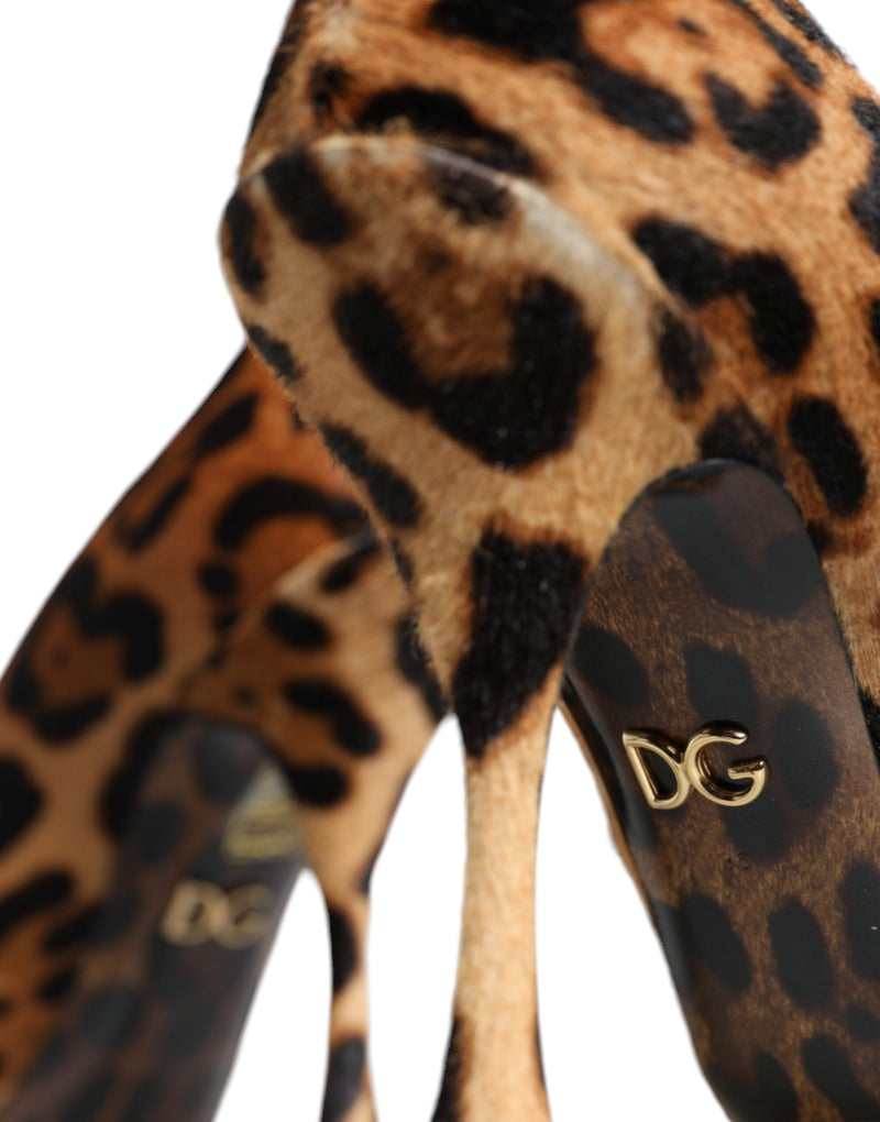 Brown Leopard Calf Hair Heels Pumps Shoes Dolce & Gabbana