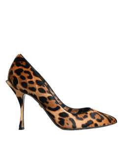 Brown Leopard Calf Hair Heels Pumps Shoes Dolce & Gabbana