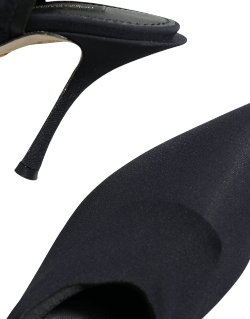 Black Jersey Stretch Heels Slingback Shoes Dolce & Gabbana