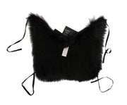 Elegant Black Silver Fox Fur Scarf Dolce & Gabbana