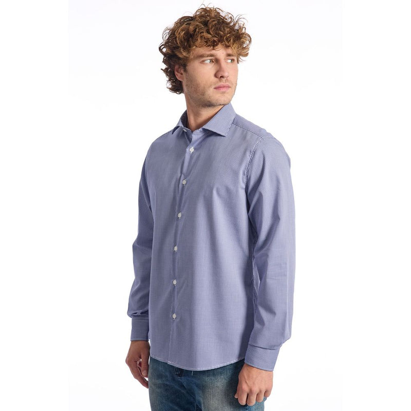 Blue Cotton Men Shirt Baldinini Trend