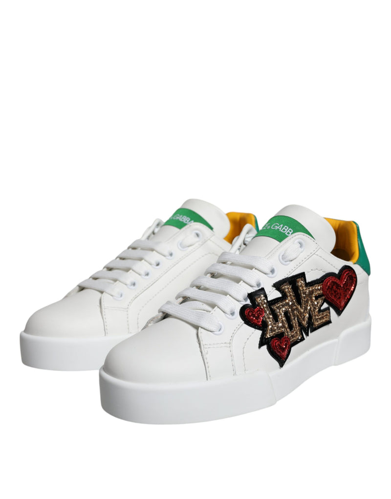 White Love Patch Portofino Sneakers Shoes Dolce & Gabbana