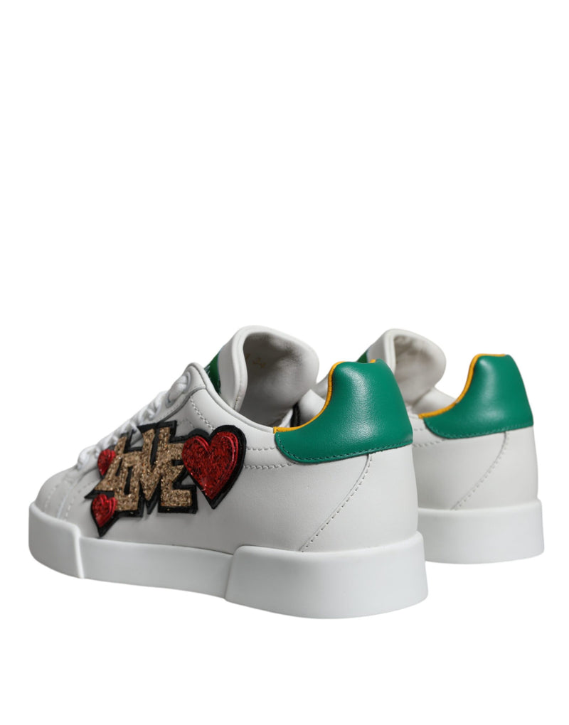 White Love Patch Portofino Sneakers Shoes Dolce & Gabbana