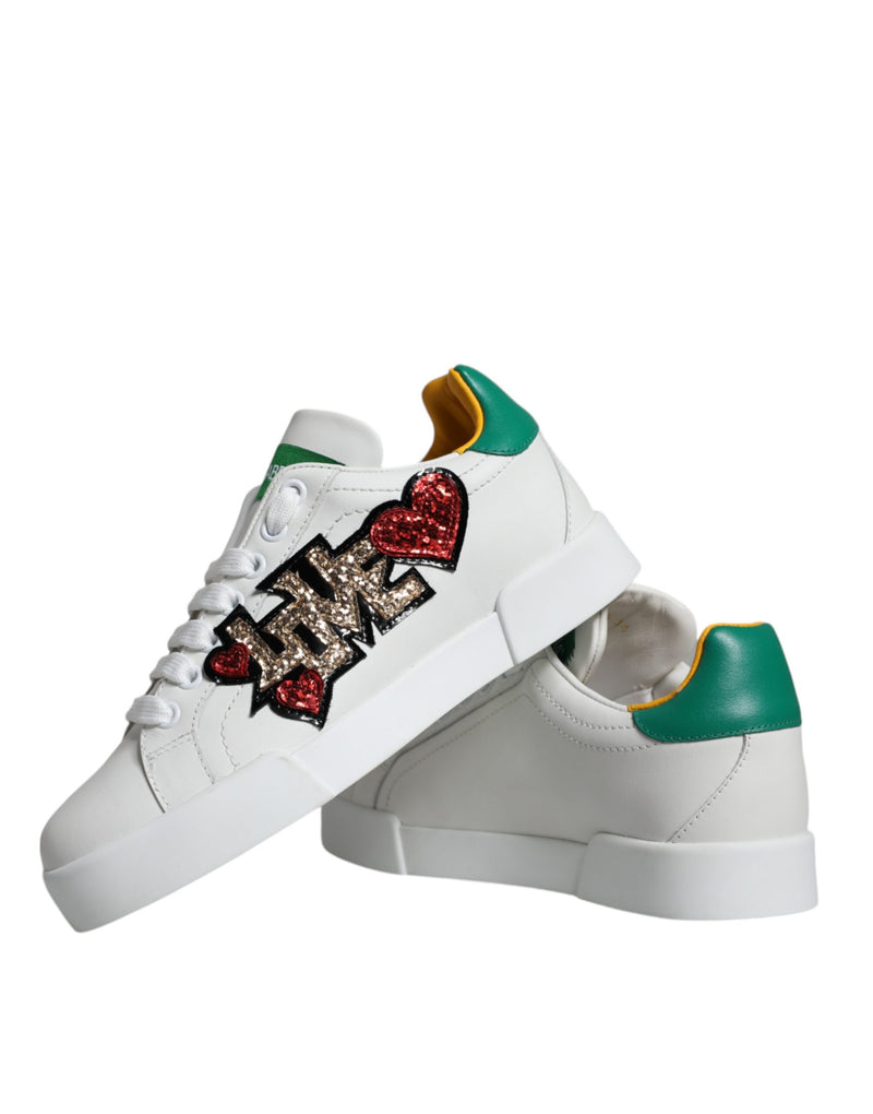 White Love Patch Portofino Sneakers Shoes Dolce & Gabbana