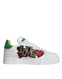 White Love Patch Portofino Sneakers Shoes Dolce & Gabbana