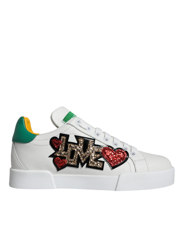 White Love Patch Portofino Sneakers Shoes Dolce & Gabbana