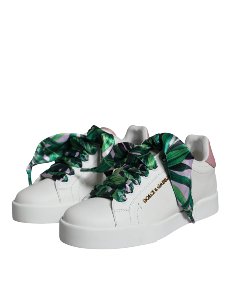 White Leather Portofino Low Top Sneakers Shoes Dolce & Gabbana