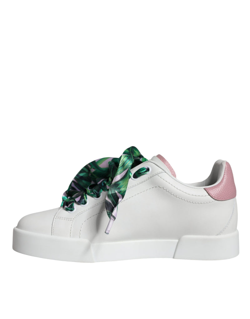 White Leather Portofino Low Top Sneakers Shoes Dolce & Gabbana