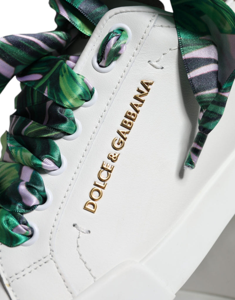 White Leather Portofino Low Top Sneakers Shoes Dolce & Gabbana