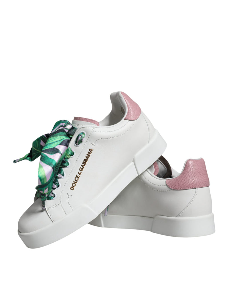 White Leather Portofino Low Top Sneakers Shoes Dolce & Gabbana