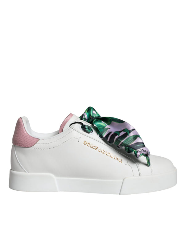 White Leather Portofino Low Top Sneakers Shoes Dolce & Gabbana