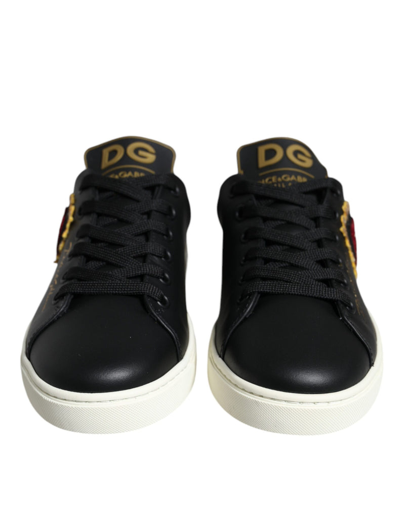 Black Portofino Sacred Heart Sneakers Shoes Dolce & Gabbana