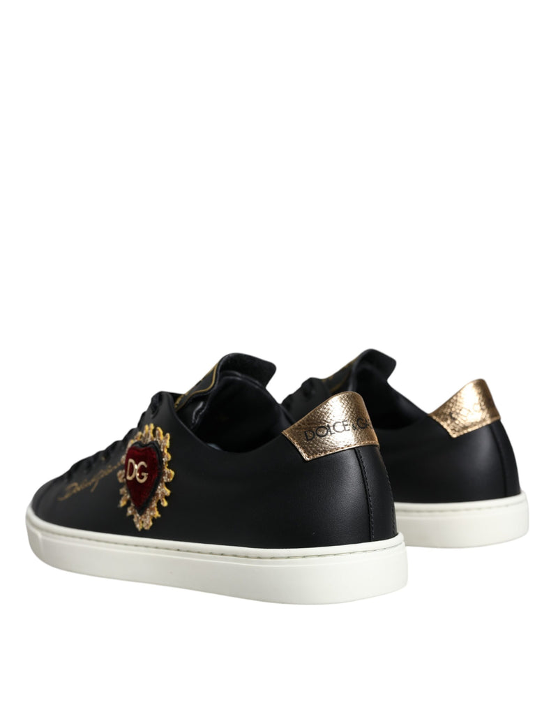 Black Portofino Sacred Heart Sneakers Shoes Dolce & Gabbana