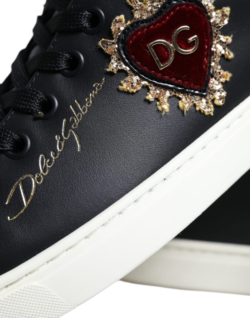 Black Portofino Sacred Heart Sneakers Shoes Dolce & Gabbana