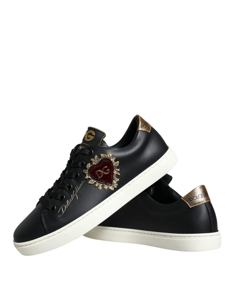 Black Portofino Sacred Heart Sneakers Shoes Dolce & Gabbana