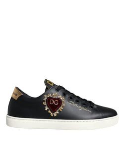 Black Portofino Sacred Heart Sneakers Shoes Dolce & Gabbana